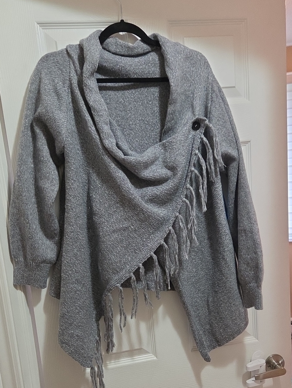 Cupshe Gray Fringe Shawl Cardigan